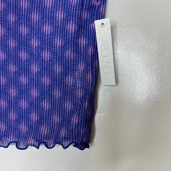 Abound Womens Ruffle Cap Sleeve Top Sheer Mesh Fitted Tee Purple XS - Picture 4 of 12